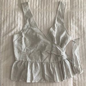 Breezy White & Navy Blue Peplum Top, NWT